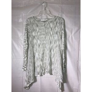 Knox Rose Women's Beige Blouse Asymmetrical Long Sleeve Boho Shark bite tunic XS